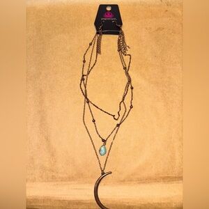 Paparazzi Bronze Multi-Layer Necklace with Turquoise Accent